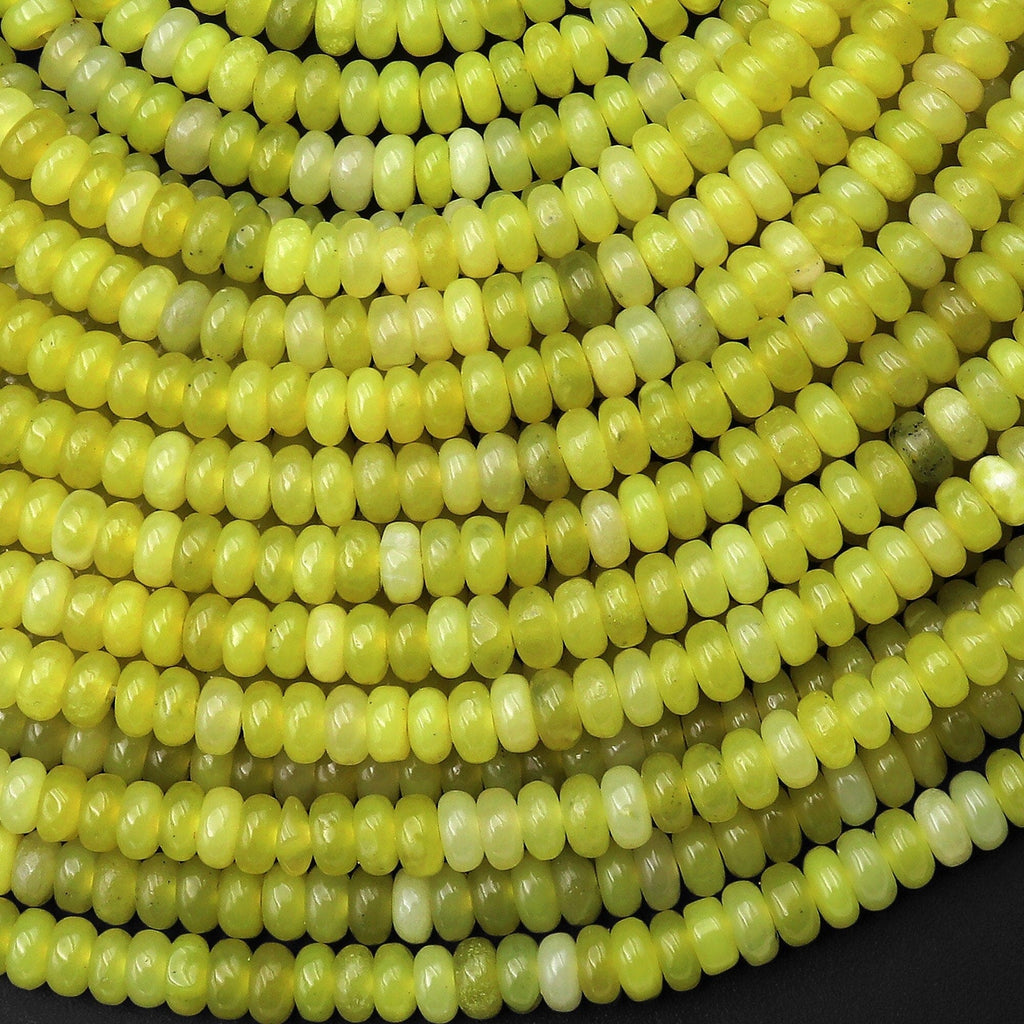 Natural Lemon Jade Beads 4mm Smooth Rondelle Gemstone 15.5" Strand