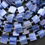 Large Natural Blue Kyanite 10mm Cube Beads 15.5" Strand