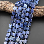 Large Natural Blue Kyanite 10mm Cube Beads 15.5" Strand