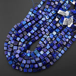 Natural Blue Lapis Smooth Cube Dice 8mm Beads Gemstone 15.5" Strand