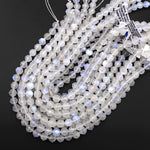 AAA Natural Rainbow Moonstone Double Hearted Star Cut Faceted 10mm Rounded Beads 15.5" Strand