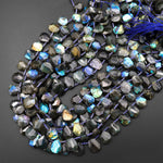 Natural Labradorite Beads Faceted Teardrop Earring Beads Side Drilled Golden Blue Green Flashes 15.5" Strand