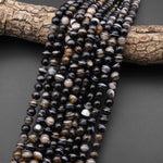 AAA Natural Black Dark Brown Sardonyx Agate 6mm 8mm 10mm Smooth Round Beads Amazing Eyes Bands Veins Stripes 15.5" Strand