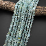 Gemmy Natural Seafoam Green Aquamarine Freeform Center Drilled Chip Beads Gemstone 15.5" Strand