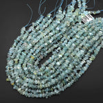 Gemmy Natural Seafoam Green Aquamarine Freeform Center Drilled Chip Beads Gemstone 15.5" Strand