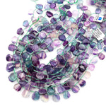 Natural Green Purple Fluorite Faceted Teardrop Beads 15.5" Strand