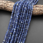 Natural Blue Kyanite Freeform Heishi Rondelle Bead 6mm 8mm 15.5" Strand