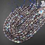 Natural Labradorite Smooth Oval Beads 12x8mm Brilliant Golden Blue Green Flashes 15.5" Strand