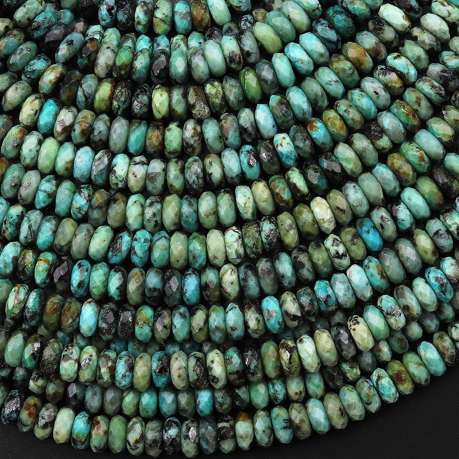 AAA Natural African Turquoise Faceted 5mm Thin Rondelle Beads 15.5" Strand