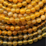 AAA Translucent Natural Yellow Botswana Agate 6mm Smooth Round Beads 15.5" Strand