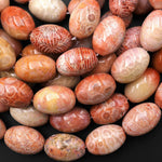 Rare Natural Salmon Pink Peach Fossil Coral Beads Barrel 20mm Gemstone 15.5" Strand