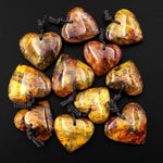 Rare AAA Natural Golden Yellow Red Blue Pietersite Heart Pendant Gemstone From South Africa