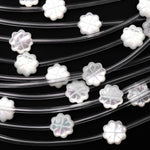 AAA Natural White Mother of Pearl Hand Carved Star Flower Gemstone Beads 10mm Strand