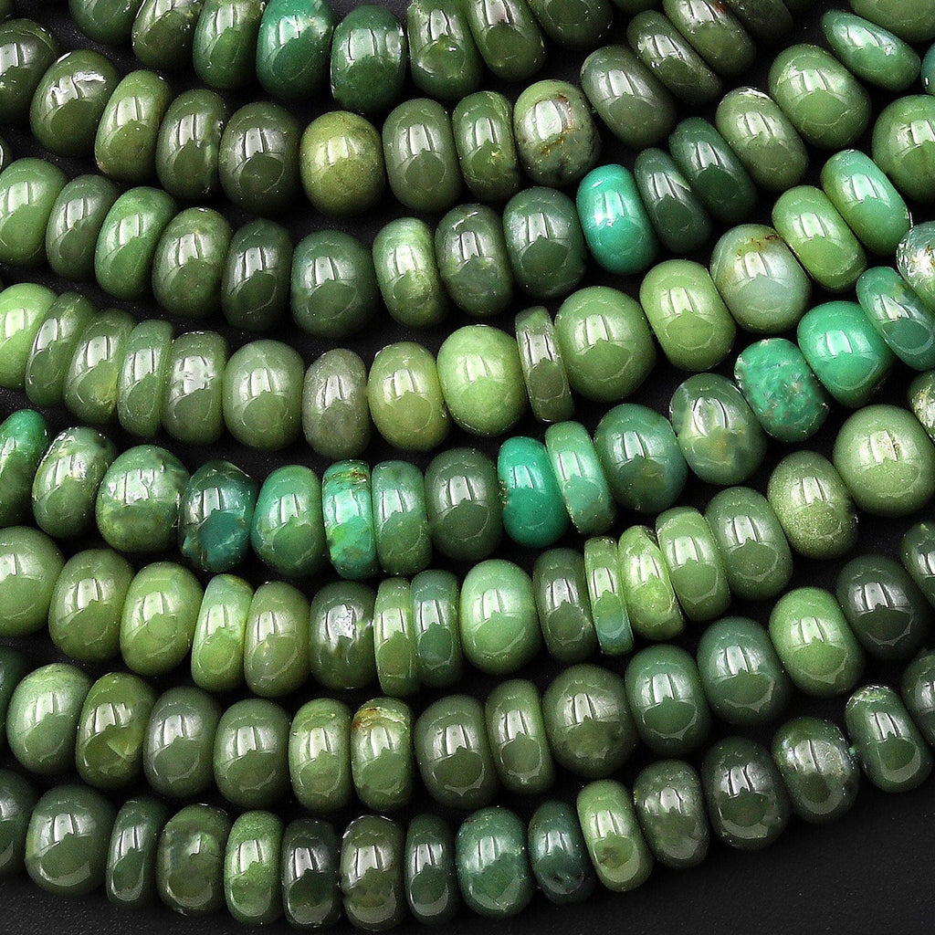 Natural Australian Green Chrysoprase Smooth 8mm Rondelle Beads 15.5" Strand