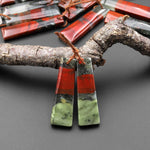 Natural African Bloodstone Trapezoid Earring Pair Matched Gemstone Beads