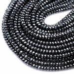 Faceted Hematite Rondelle beads 3mm 4mm 6mm 8mm Diamond Micro Cut Sparkling Natural Black Gemstone 15.5" Strand