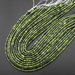 Natural Russian Serpentine Green Jade 4mm Heishi Rondelle Beads 15.5" Strand