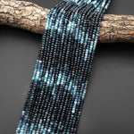 Natural Paraiba Blue Tourmaline Faceted 3mm 4mm Rondelle Beads Micro Diamond Cut Indicolite Gemstone 15.5" Strand