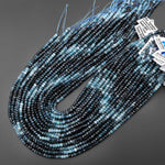 Natural Paraiba Blue Tourmaline Faceted 3mm 4mm Rondelle Beads Micro Diamond Cut Indicolite Gemstone 15.5" Strand