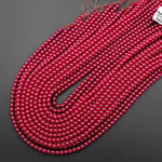 Lab-grown Red Ruby 4mm Smooth Round Gemstone Beads 15.5" Strand