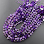 AAA Natural Purple Amethyst 8mm 9mm Cube Beads Gemstone 15.5" Strand