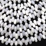 AAA Iridescent Natural White Mother of Pearl Shell Small Teardrop Beads Top Side Drilled Gemstone 15.5" Strand