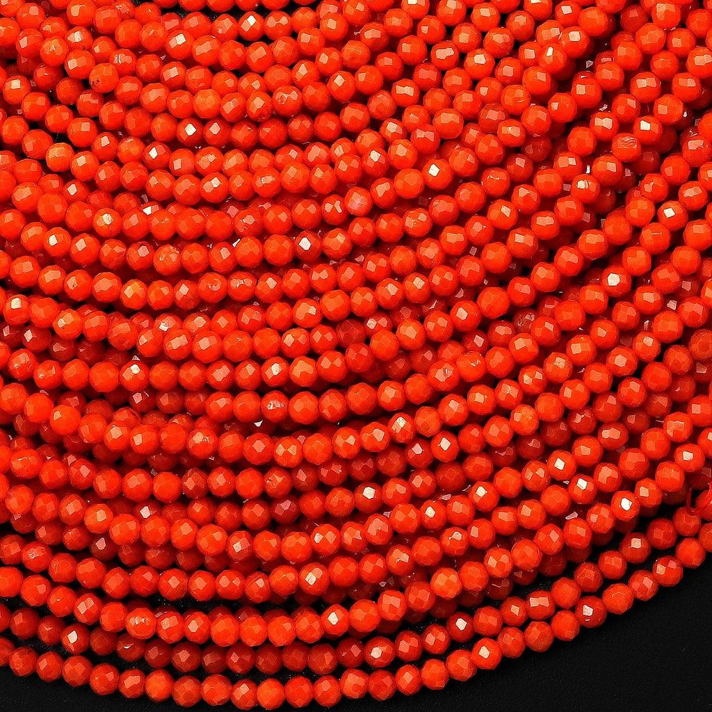 AAA Faceted Natural Red Moroccan Agate 2mm Round Beads 15.5" Strand