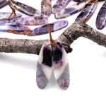 Natural African Petrified Purple Opal Earring Pair Matched Teardrop Gemstone Beads