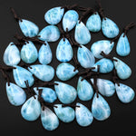 AAA Natural Blue Larimar Teardrop Pendant Genuine Real Larimar from Dominican Republic