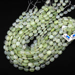 AAA Natural Green Serpentine Jade Smooth Oval Beads 12x10mm 15.5" Strand