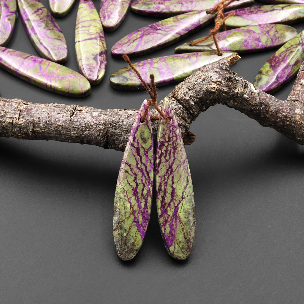 Natural Atlantisite Stichtite Earring Pair Gemstone Drilled Teardrop Cabochon Matched Gemstone Beads From Australia A22