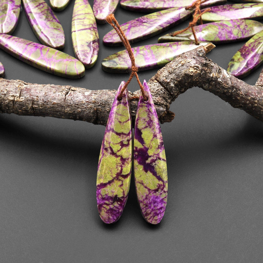 Natural Atlantisite Stichtite Earring Pair Gemstone Drilled Teardrop Cabochon Matched Gemstone Beads From Australia A44