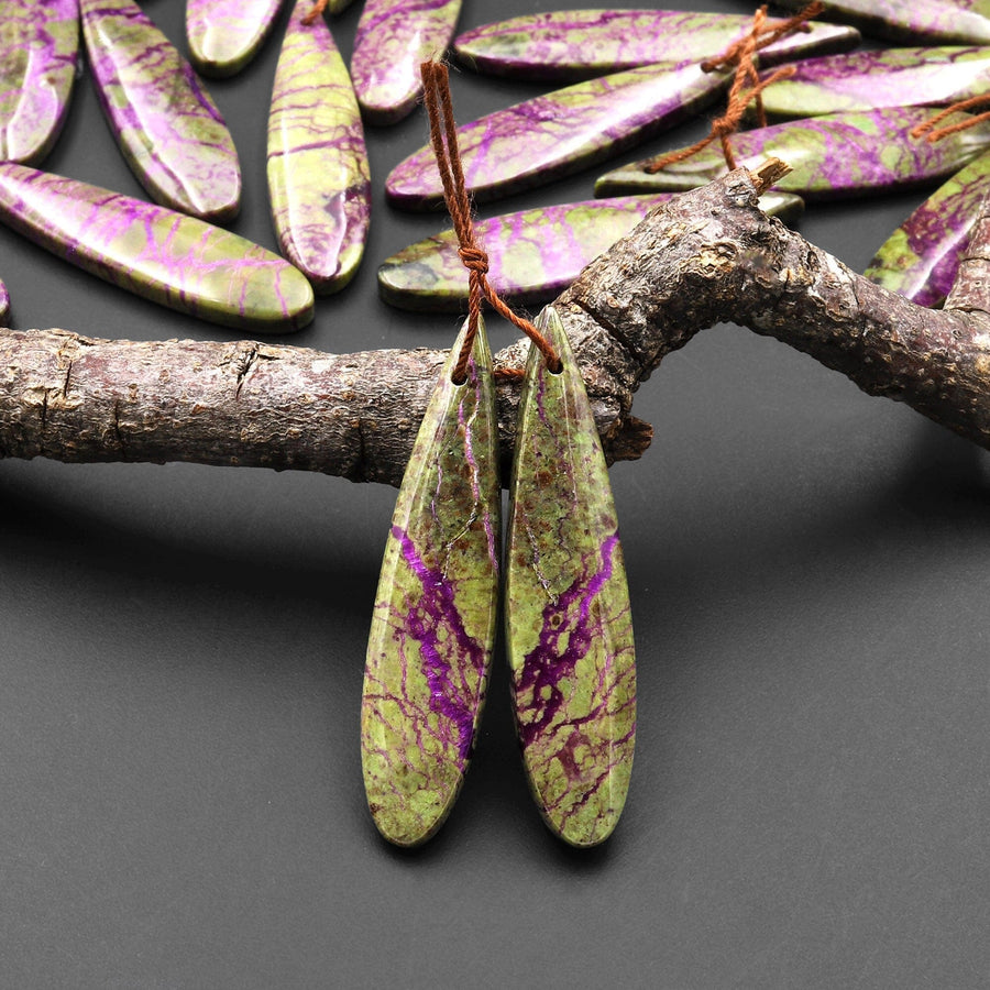 Natural Atlantisite Stichtite Earring Pair Gemstone Drilled Teardrop Cabochon Matched Gemstone Beads From Australia A99