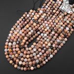 Natural Multicolor Silvery Gray Peach Moonstone 8mm 10mm Smooth Round Beads 15.5" Strand