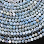 Natural Soft Blue Aquamarine 4mm Smooth Round Beads 15.5" Strand