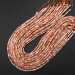 Natural Peach Moonstone Faceted 4mm Cube Beads Gemstone 15.5" Strand