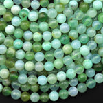 Natural Translucent Soft Green Chrysoprase Round Beads 4mm 6mm Gemstone 15.5" Strand