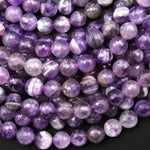 Faceted Natural Light Purple Chevron Amethyst 6mm 8mm Round Beads 15.5" Strand