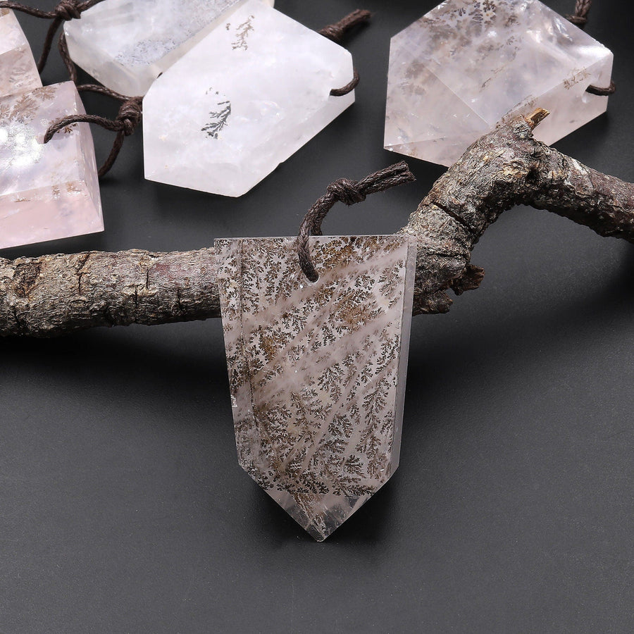 Natural Dendritic Quartz Pendant Point Gemstone Crystal