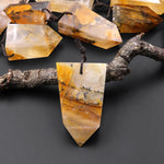 Natural Golden Dendritic Quartz Pendant Point Gemstone Crystal