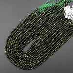 Natural Green Tourmaline Faceted 4mm Round Beads Gemstone 15.5" Strand