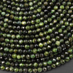 Natural Green Tourmaline Faceted 4mm Round Beads Gemstone 15.5" Strand