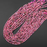 Faceted Natural Pink Green Tourmaline 3mm Rondelle Beads Gemstone 15.5" Strand