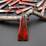 Natural African Bloodstone Long Trapezoid Earring Pair Matched Gemstone Beads