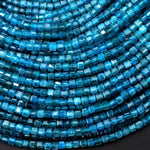 AAA Natural Teal Blue Apatite Faceted 3mm Cube Beads Gemstone 15.5" Strand