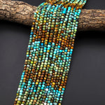 Natural Multicolor Turquoise Faceted 4mm Cube Beads Real Genuine Natural Blue Green Brown Gemstone 15.5" Strand