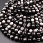AAA Natural Silver Obsidian Beads 4mm 6mm 8mm 10mm 12mm 15.5" Strand