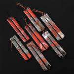 Natural African Bloodstone Long Thin Beveled Rectangle Earring Pair Matched Gemstone A1