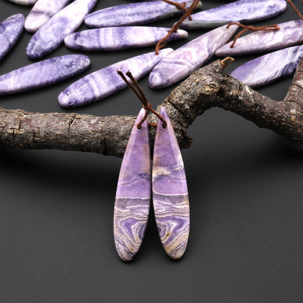 Natural Purple Opal Earring Pair Matched Teardrop Gemstone Beads A3
