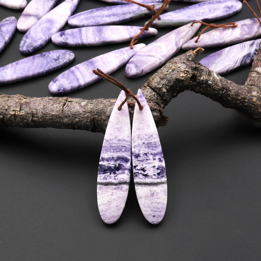 Natural Purple Opal Earring Pair Matched Teardrop Gemstone Beads A6